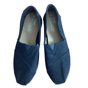 Woman’s‎ Toms Black Suede Slip on Flat Classic Alpargata Shoes Size 9